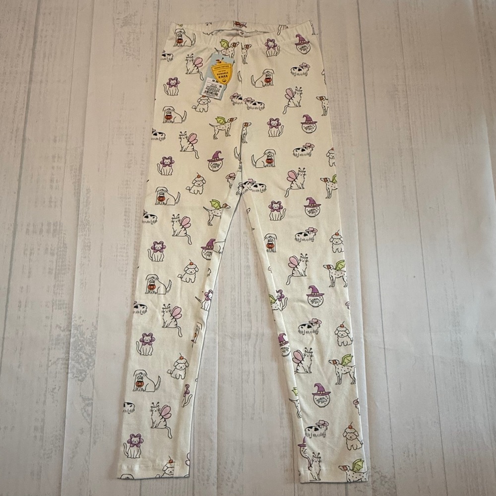 Cat & Jack Girls Halloween Costume Pets Leggings Cream Size M 8 NWT